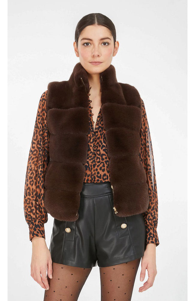Roxanne Faux Fur Vest in Black