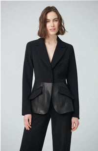 Jacket with Leather Basque in Black