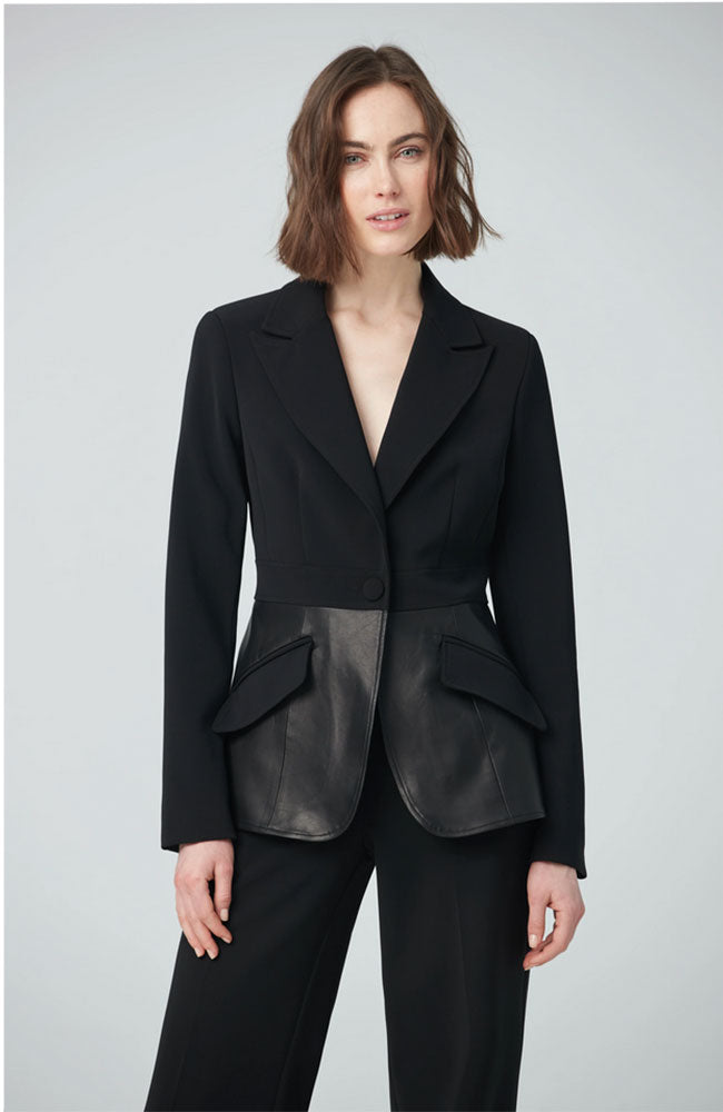Jacket with Leather Basque in Black