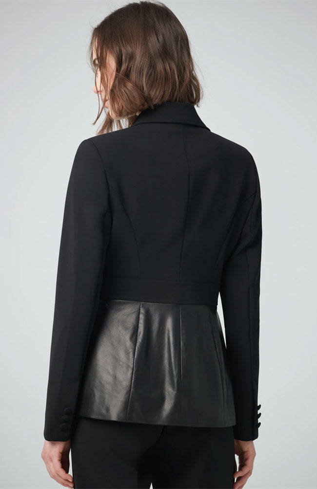 Jacket with Leather Basque in Black