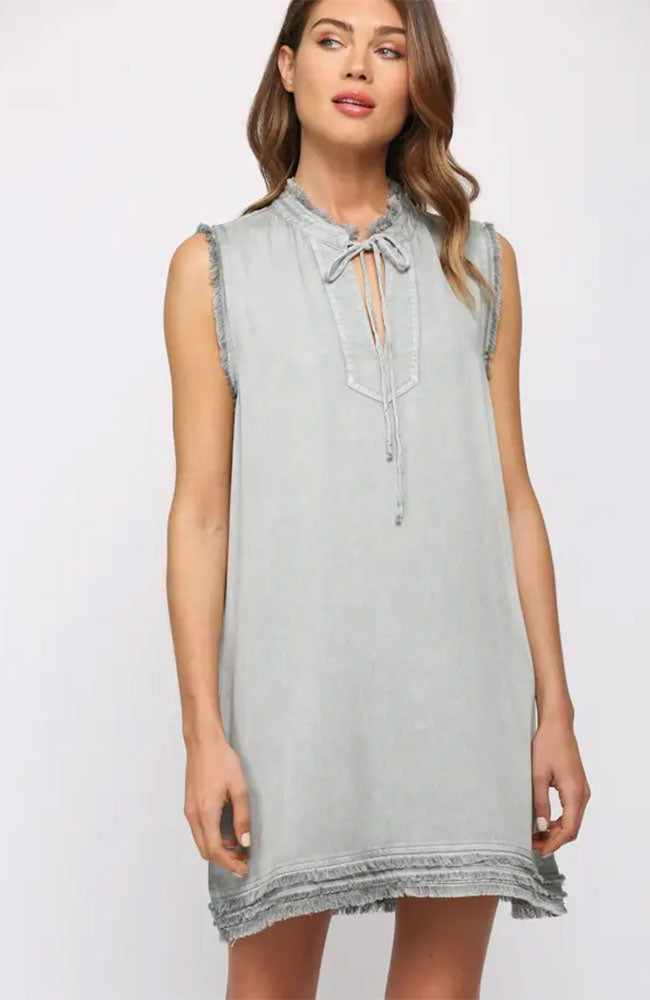 Frayed Detail Tencil Dress