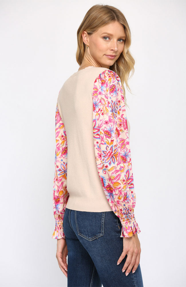 Floral Print Woven Sweater