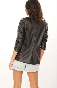 Millie One Button Vegan Leather Blazer