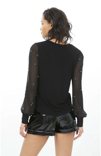 Melina Pearl Embellished Jersey Top