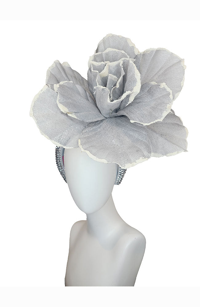 Bead Headband Lg Ecru Flower