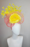 Pink Band Fascinator with Large Yellow Flower