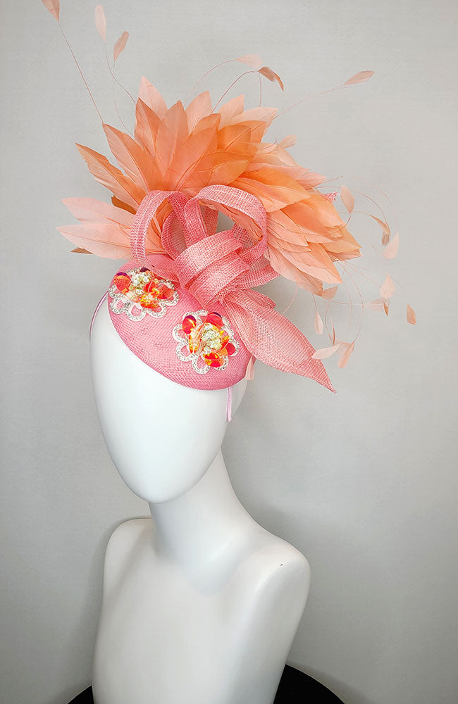 Pink and Orange Fascinator