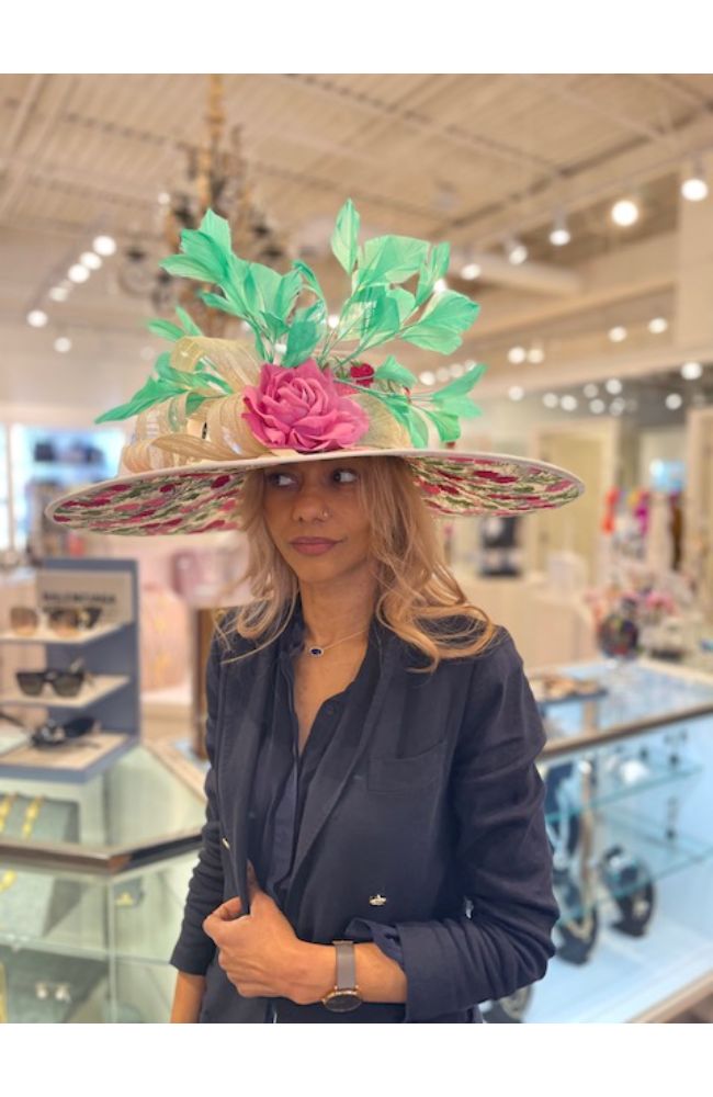 Green and Pink Print Hat