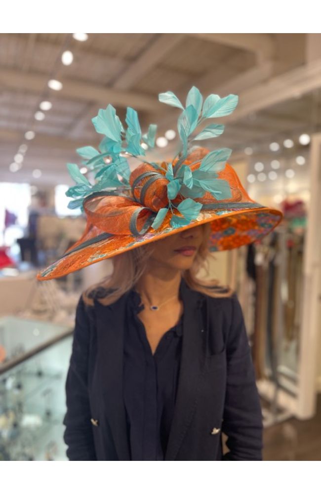 Orange Hat Turquoise Flower