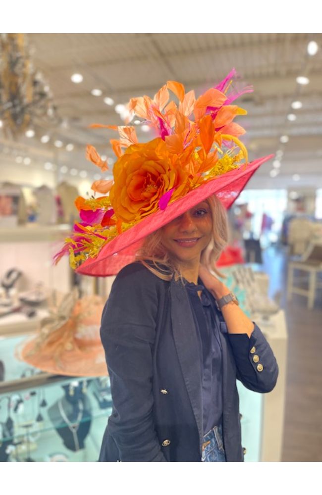 Pink Hat with Orange Flower