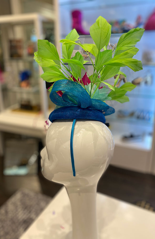 Fascinator Blue Pink Lime