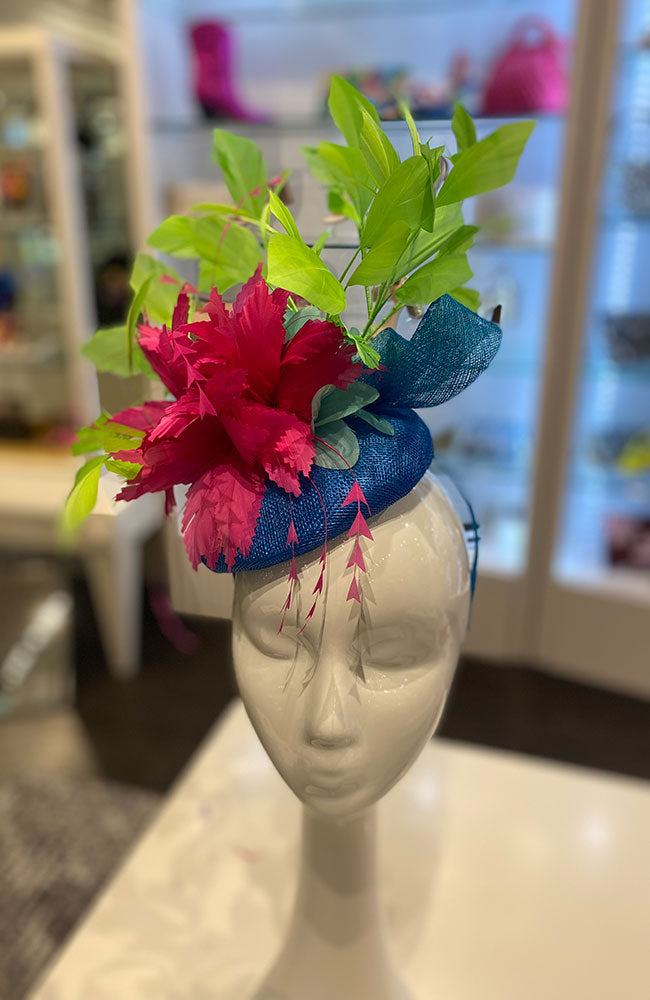 Fascinator Blue Pink Lime