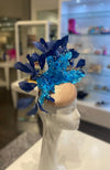 Fascinator Beige Aqua Navy