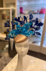 Fascinator Beige Aqua Navy
