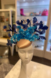 Fascinator Beige Aqua Navy