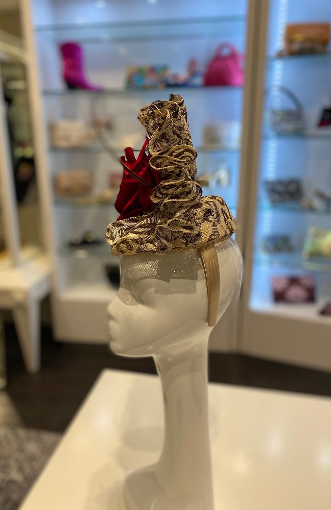 Fascinator Leopard Red Rose