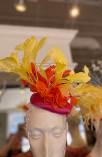 Fascinator Pink Orange Yellow