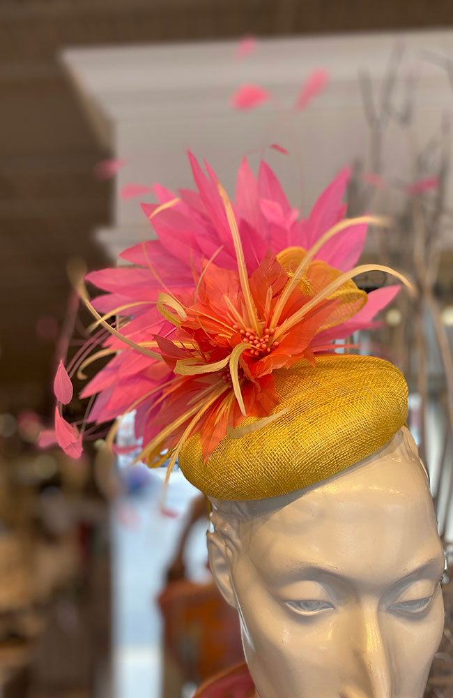 Fascinator Yellow Pink Feather
