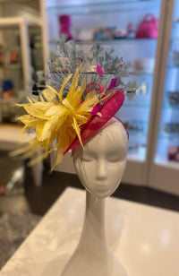 Fascinator Pink Yellow Blue