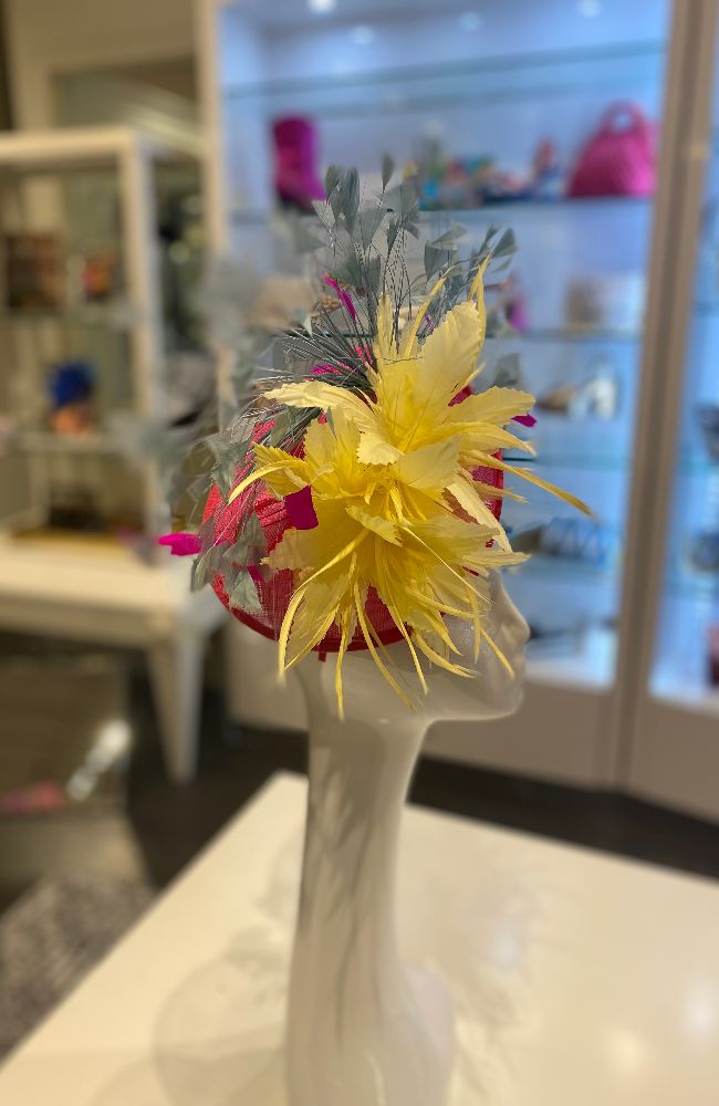 Fascinator Pink Yellow Blue