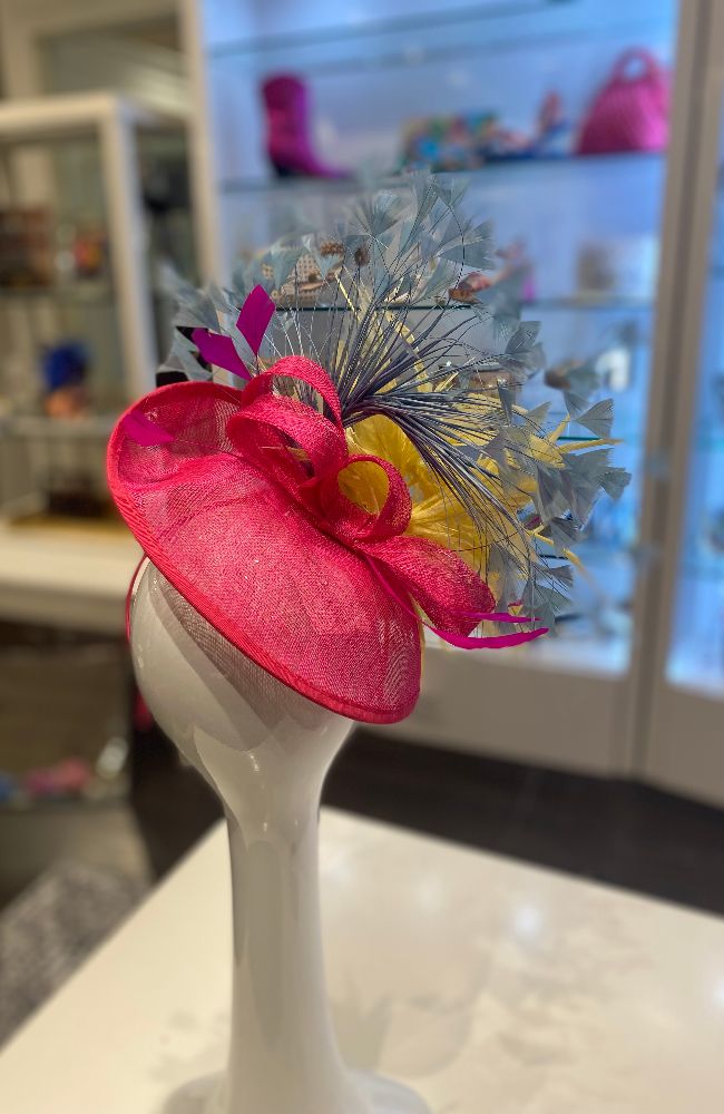 Fascinator Pink Yellow Blue