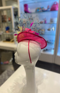 Fascinator Pink Yellow Blue