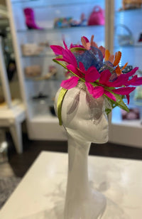 Fascinator Green Pink Blue