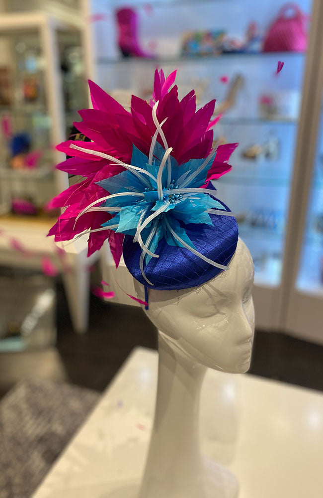 Fascinator Navy Blue Hot Pink