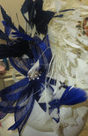 Fascinator White Navy Blue