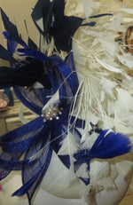 Fascinator White Navy Blue