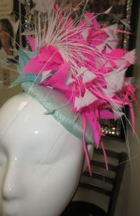Fascinator Pink Flower Mint