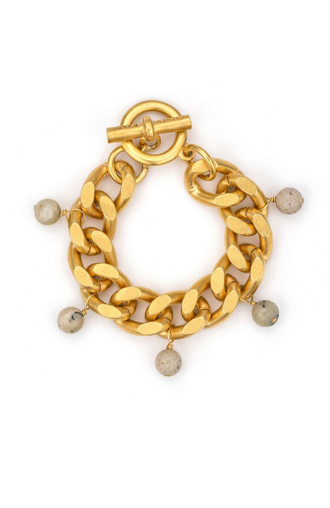 24kBevel Chain African Opals Bracelet