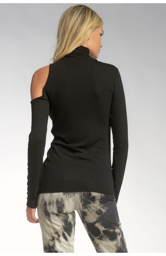 Mock Neck Top Shoulder Cutout