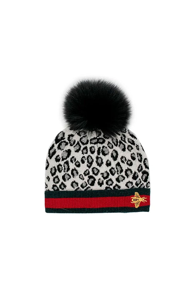 Knit Animal Prt Hat w/Bee