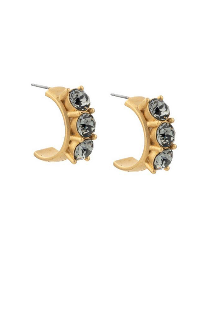 24K Clad Huggie Black Diamond