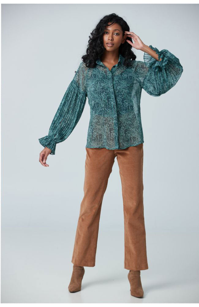 Printed Button Up Blouse TS