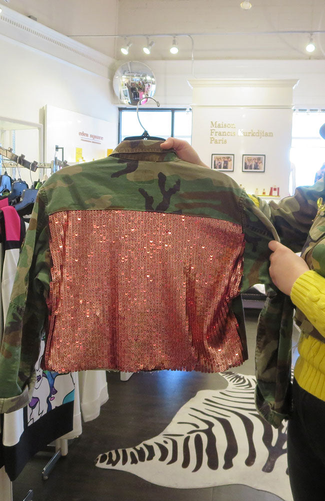 Gr Camo Crop Burgandy Sequin