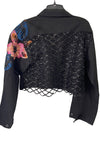 Black Spider on Black Jacket Cropped with Applique