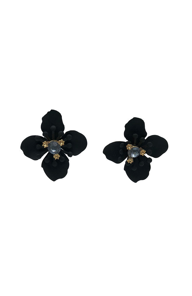 Large Flower Earring Black