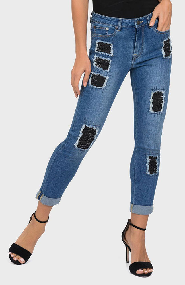 Jean with Black Patch Details
