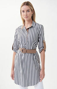 Stripe Belted Tunic Blouse