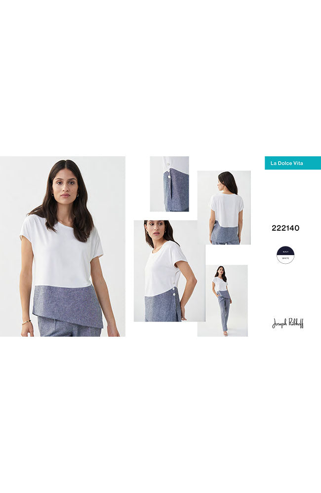 Asymetrical Colorblock Short Sleeve Pullover