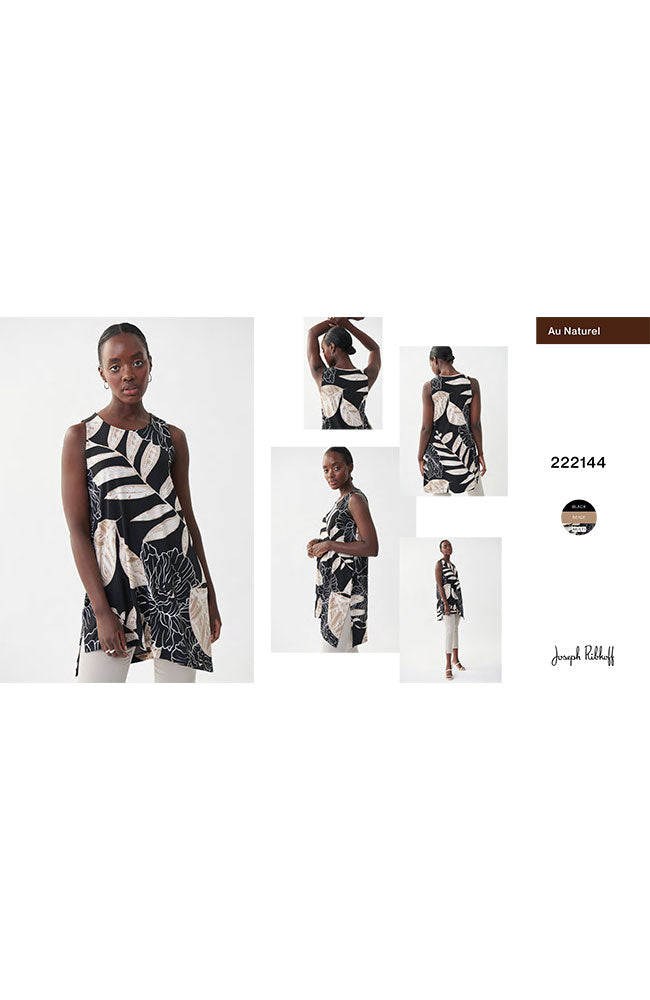 Asymetric Sleeveless Palm Print Tunic