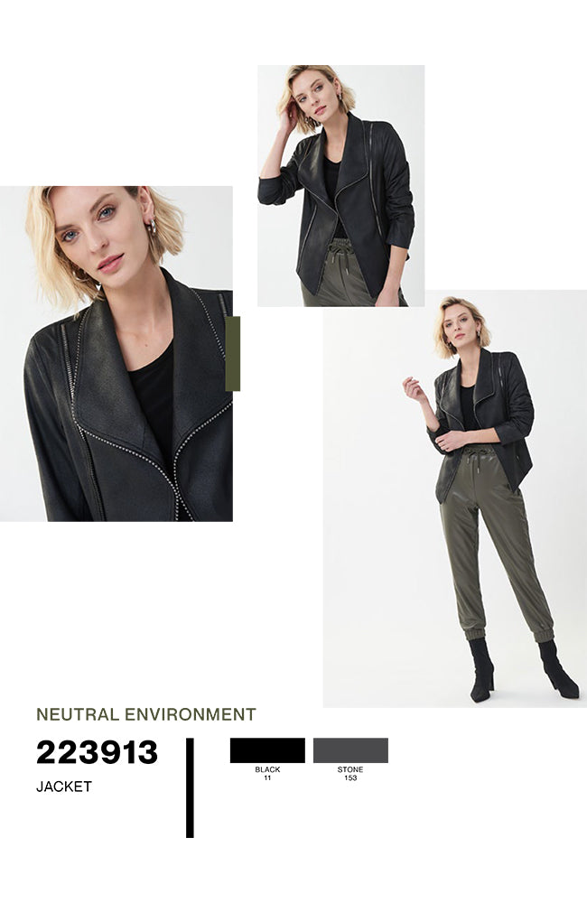 Suede Fitted Jacket with Zipper Trim