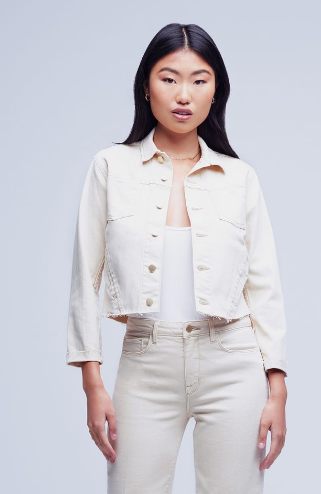 Janelle Slim Raw Jacket in Oat