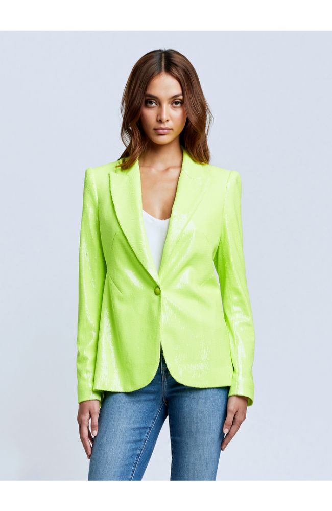 Kenzie Double Breasted Blazer in Chartreuse