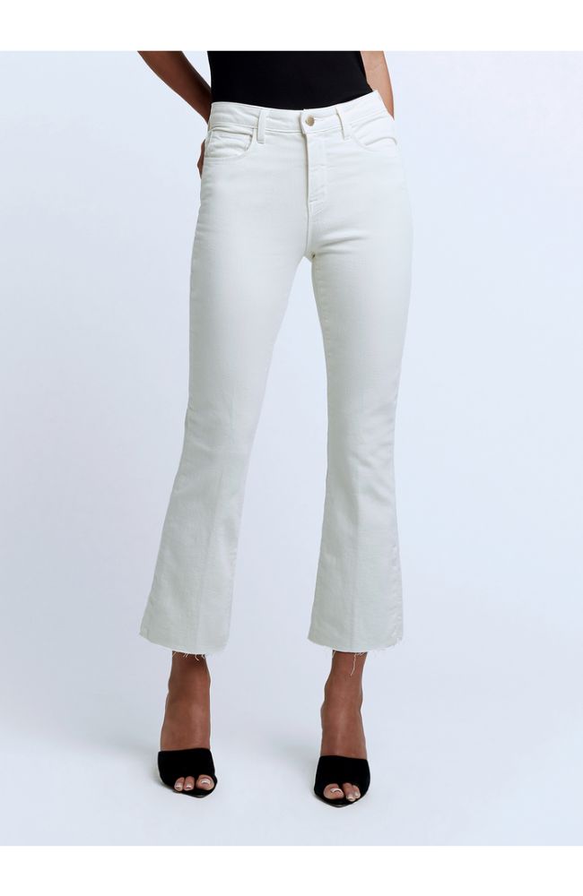 Kendra High Rise Crop Flare in Vintage White