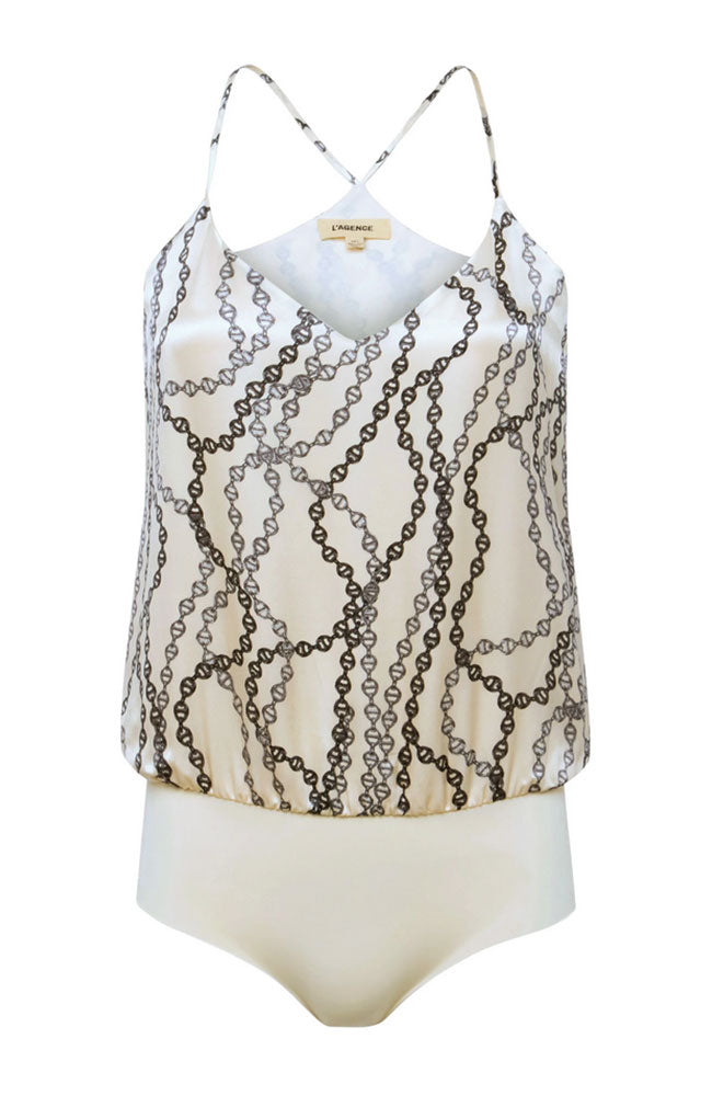 Mariela Racer Bodysuit in White Green