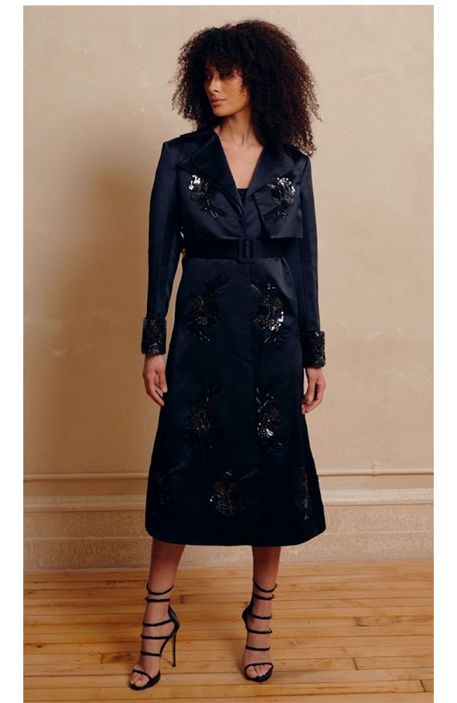 Sequin Encrusted Satin Coat