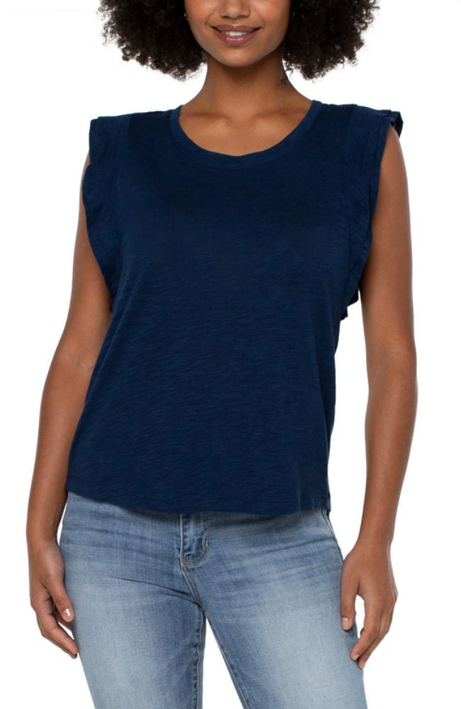 Flutter Sleeve Slub Knit Top